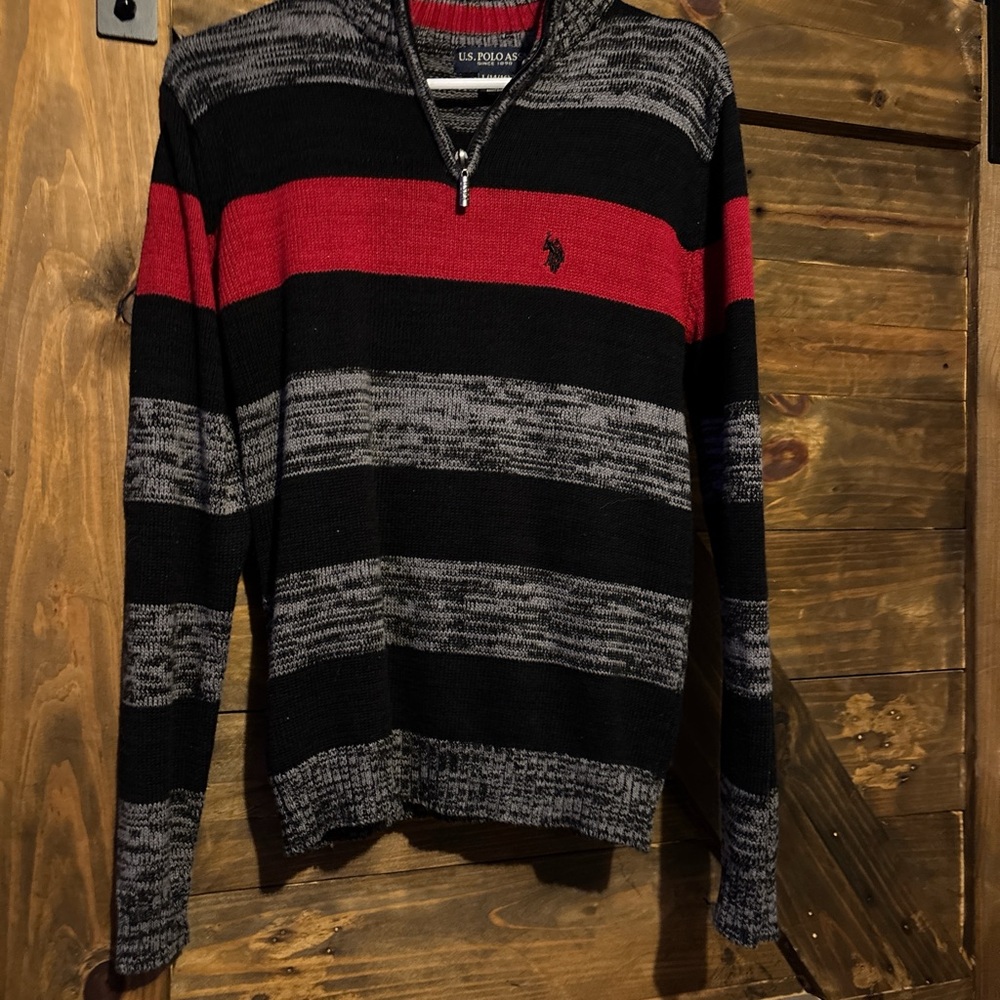 U.S. Polo Assn. BoysRed and Black Striped Sweater